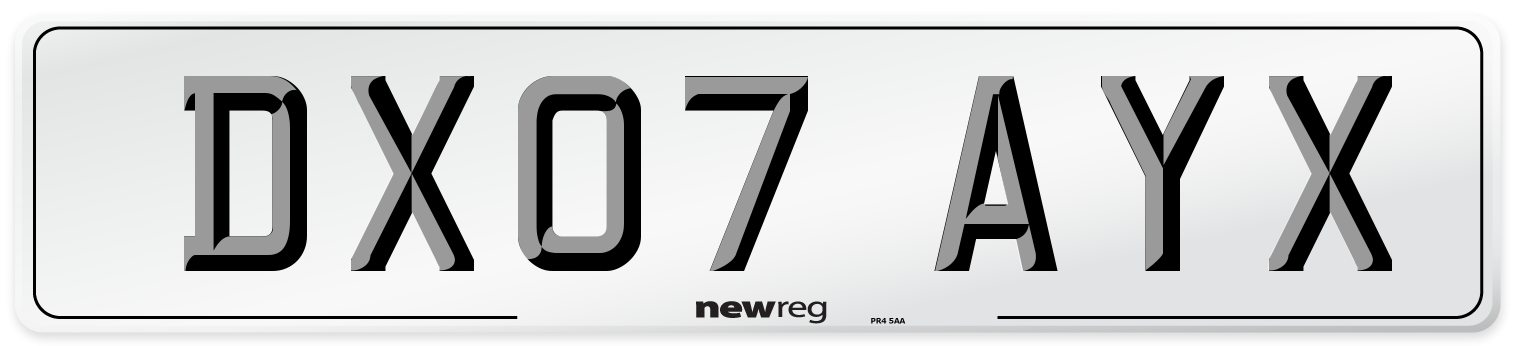 DX07 AYX Number Plate from New Reg